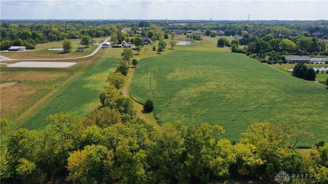 aerial view featuring a rural view