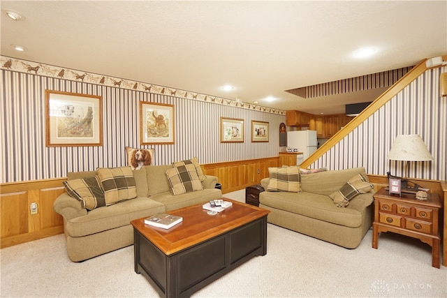 living room with carpet floors