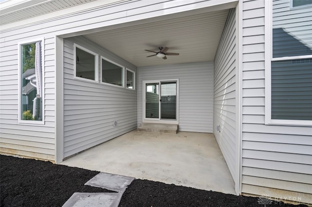 view of patio / terrace featuring ceiling fan