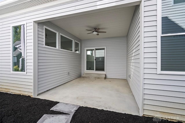 view of patio / terrace featuring a ceiling fan