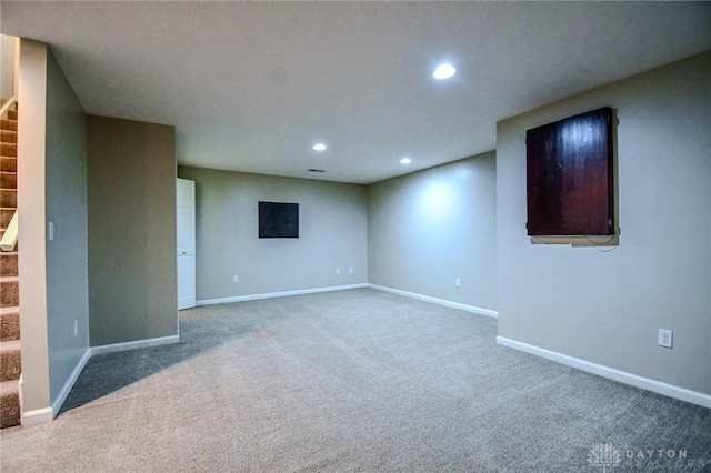 basement with carpet