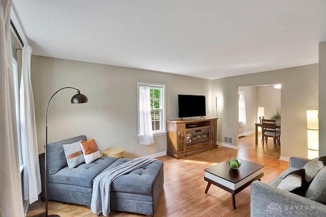 living room featuring light hardwood / wood-style flooring