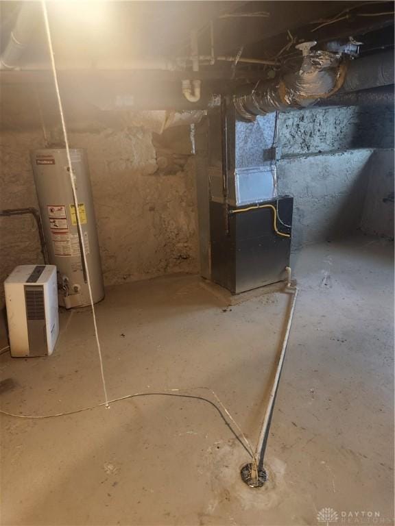 basement with gas water heater