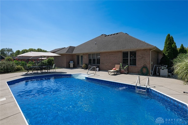 view of swimming pool with a patio and area for grilling