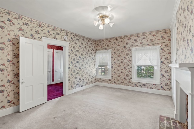 interior space featuring ceiling fan