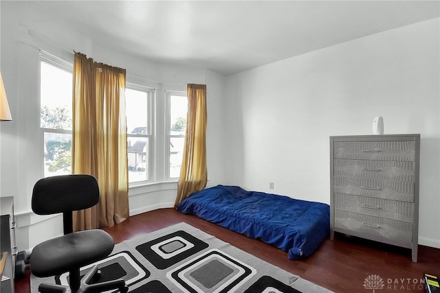 bedroom featuring dark hardwood / wood-style flooring