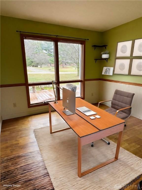 office space with hardwood / wood-style flooring