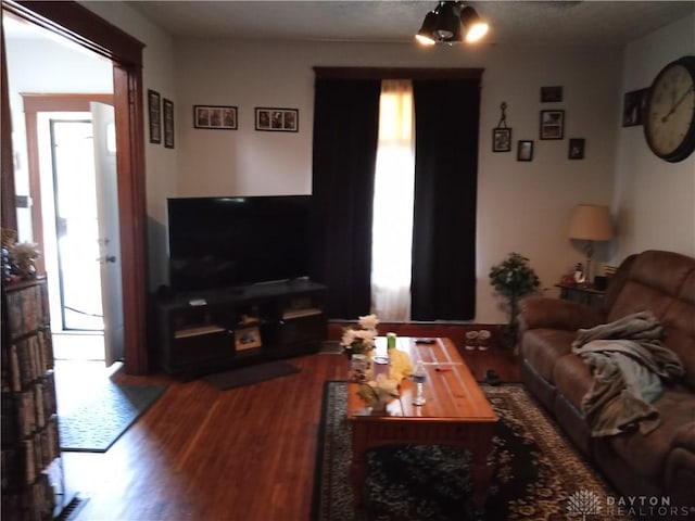 living room with hardwood / wood-style floors