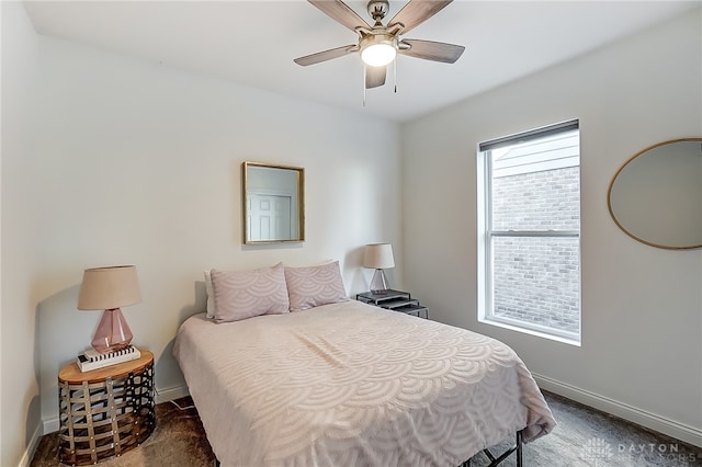 bedroom featuring ceiling fan