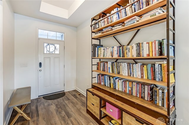 entrance foyer featuring dark hardwood / wood-style flooring