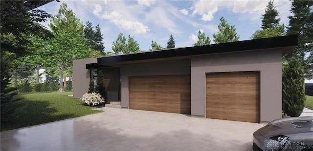 garage with a yard