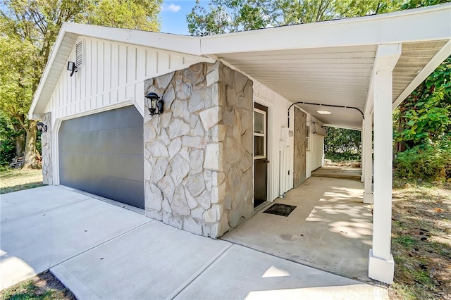 garage with a carport