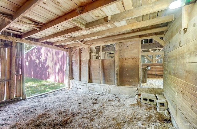 interior space with beamed ceiling