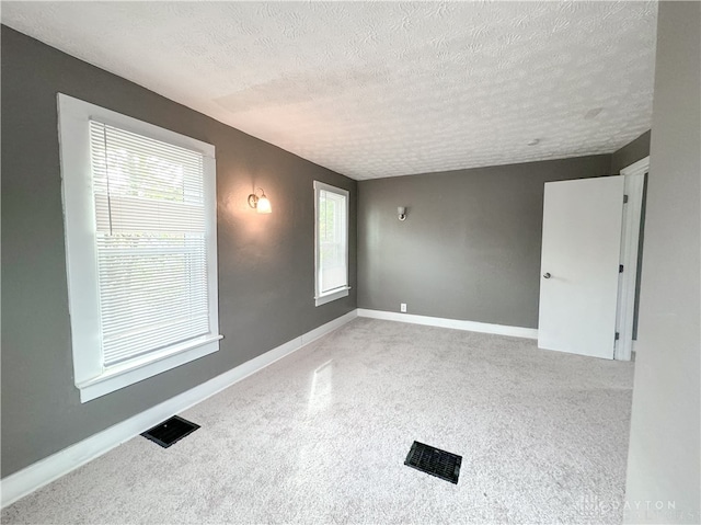 empty room with a textured ceiling and a wealth of natural light