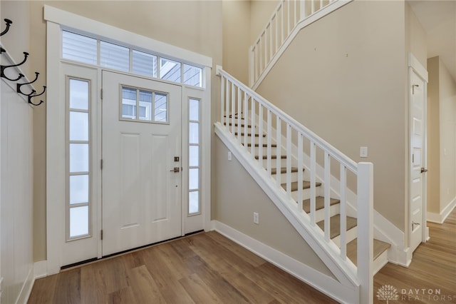 entryway featuring hardwood / wood-style floors and a wealth of natural light