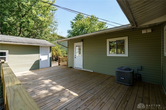 wooden terrace with cooling unit