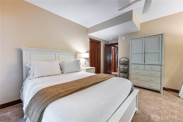 bedroom with carpet flooring and ceiling fan