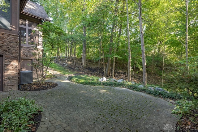 view of yard featuring a patio area and cooling unit