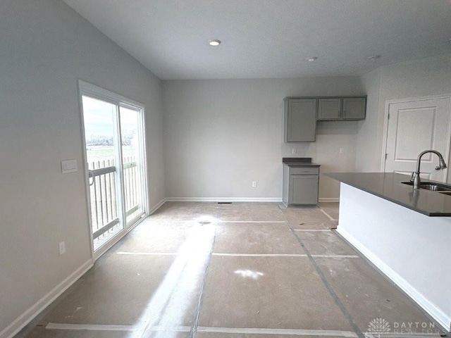 interior space featuring gray cabinets and sink