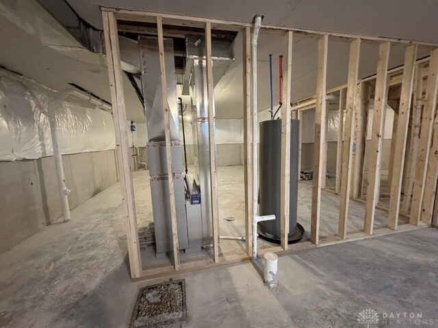 basement with water heater