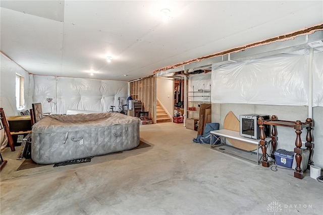 bedroom with concrete floors