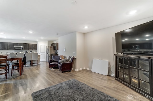 living room with light wood-type flooring