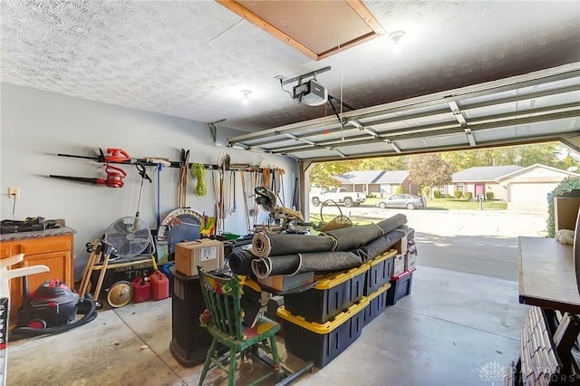 garage with a garage door opener