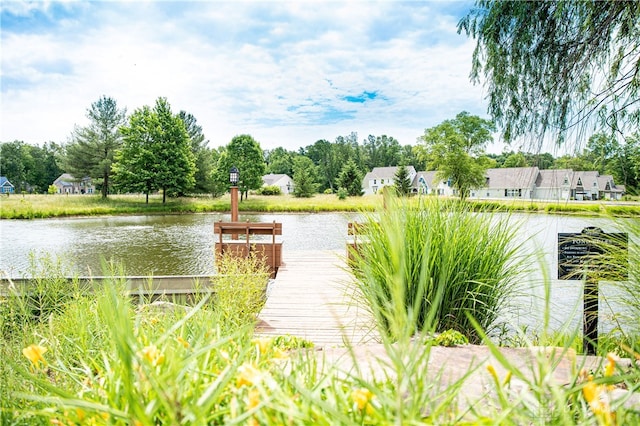 dock area featuring a water view