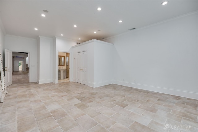 1658 W Alex Bell Rd, Washington Twp, OH 45459 - spare room with crown molding, recessed lighting, and visible vents