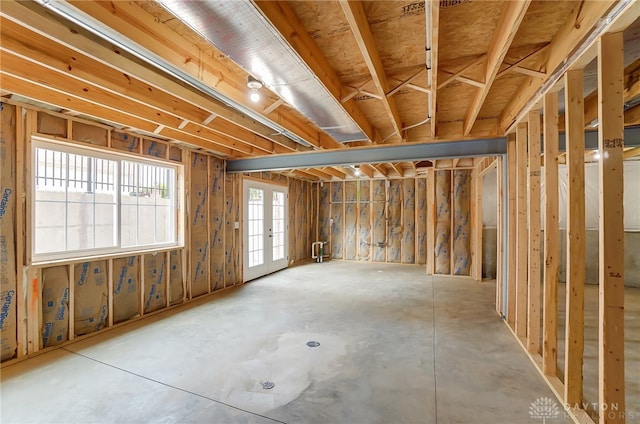 basement featuring french doors