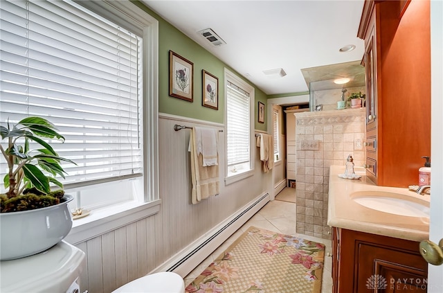 bathroom with vanity and tile patterned floors