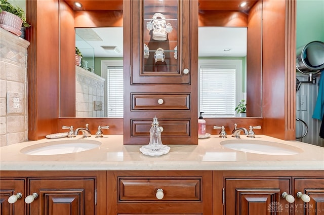 bathroom featuring a wealth of natural light and vanity