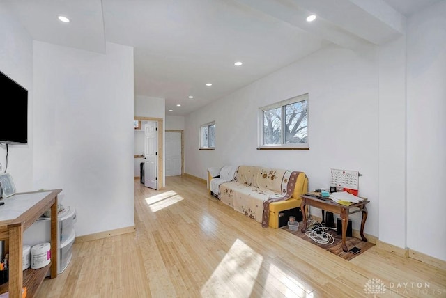 living room with light hardwood / wood-style floors