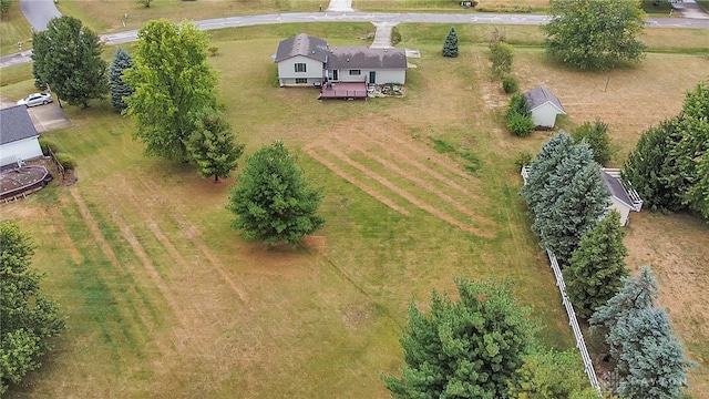 birds eye view of property with a rural view