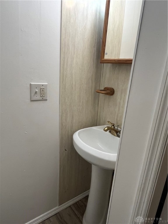 bathroom featuring wood-type flooring