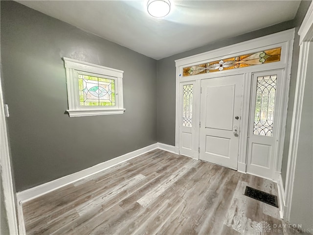 entryway featuring light hardwood / wood-style floors and a wealth of natural light