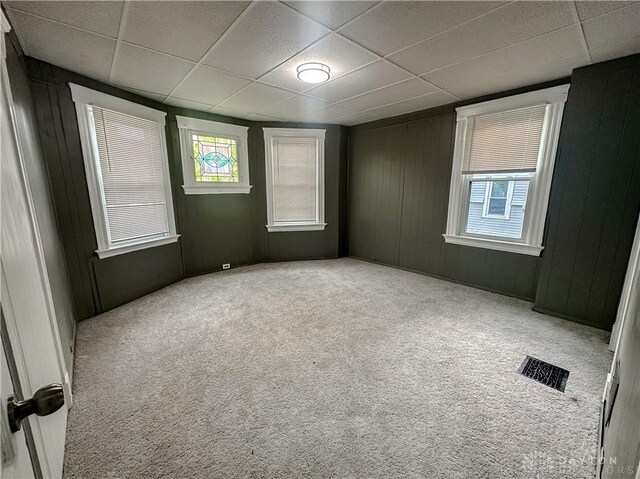 3501 Bevis Ave, Cincinnati, OH 45207 - empty room featuring a paneled ceiling, visible vents, and carpet