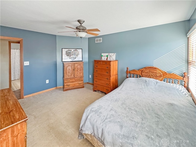 bedroom featuring carpet and ceiling fan