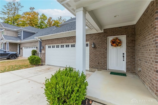 entrance to property with a garage