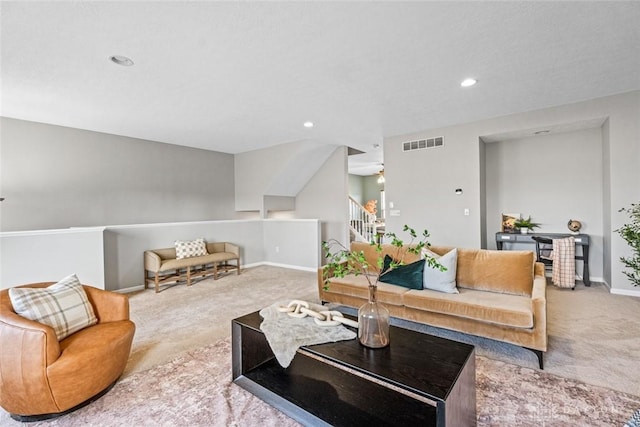 living room with carpet