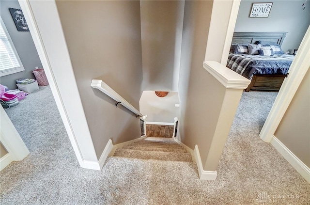 stairway with carpet floors