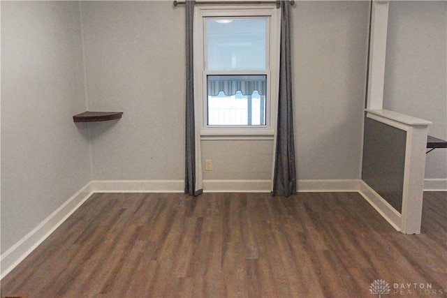 empty room with dark wood-type flooring