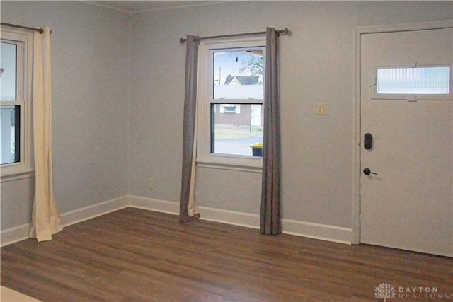 entrance foyer with dark hardwood / wood-style flooring