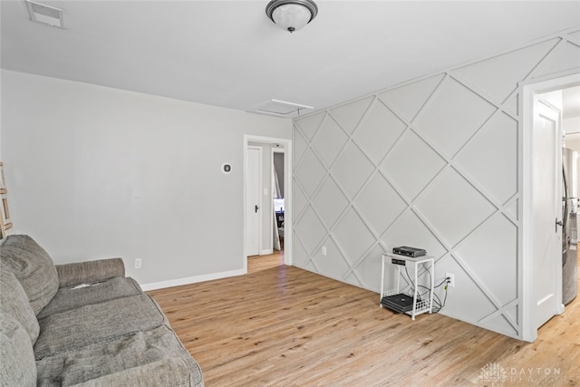 living room featuring light wood-type flooring