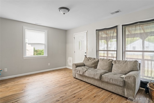 living room featuring light hardwood / wood-style flooring