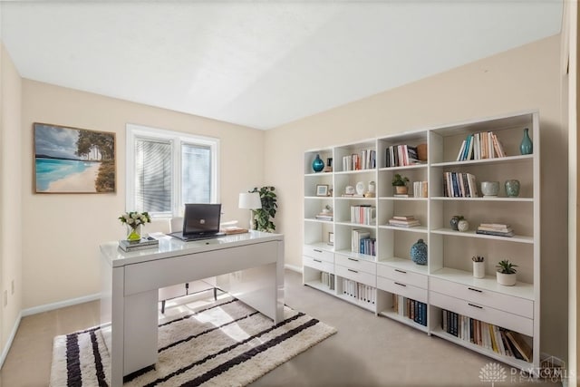 office area with light colored carpet