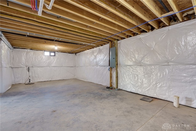 basement with electric panel