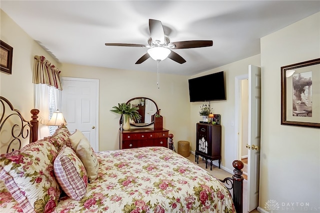 bedroom featuring ceiling fan