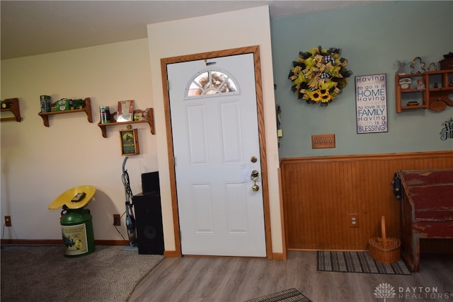 foyer with light hardwood / wood-style floors