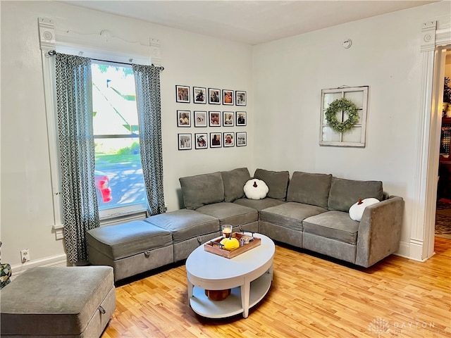 living room with light wood-type flooring